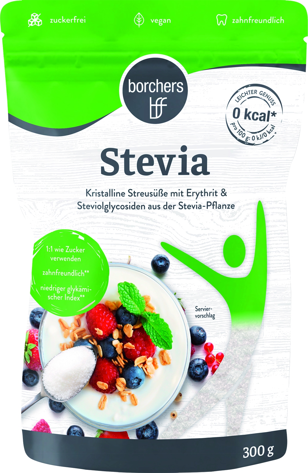 "Stevia" Kristalline Streusüße Verkauf nur im Karton 8  x 300gr, 300 GR