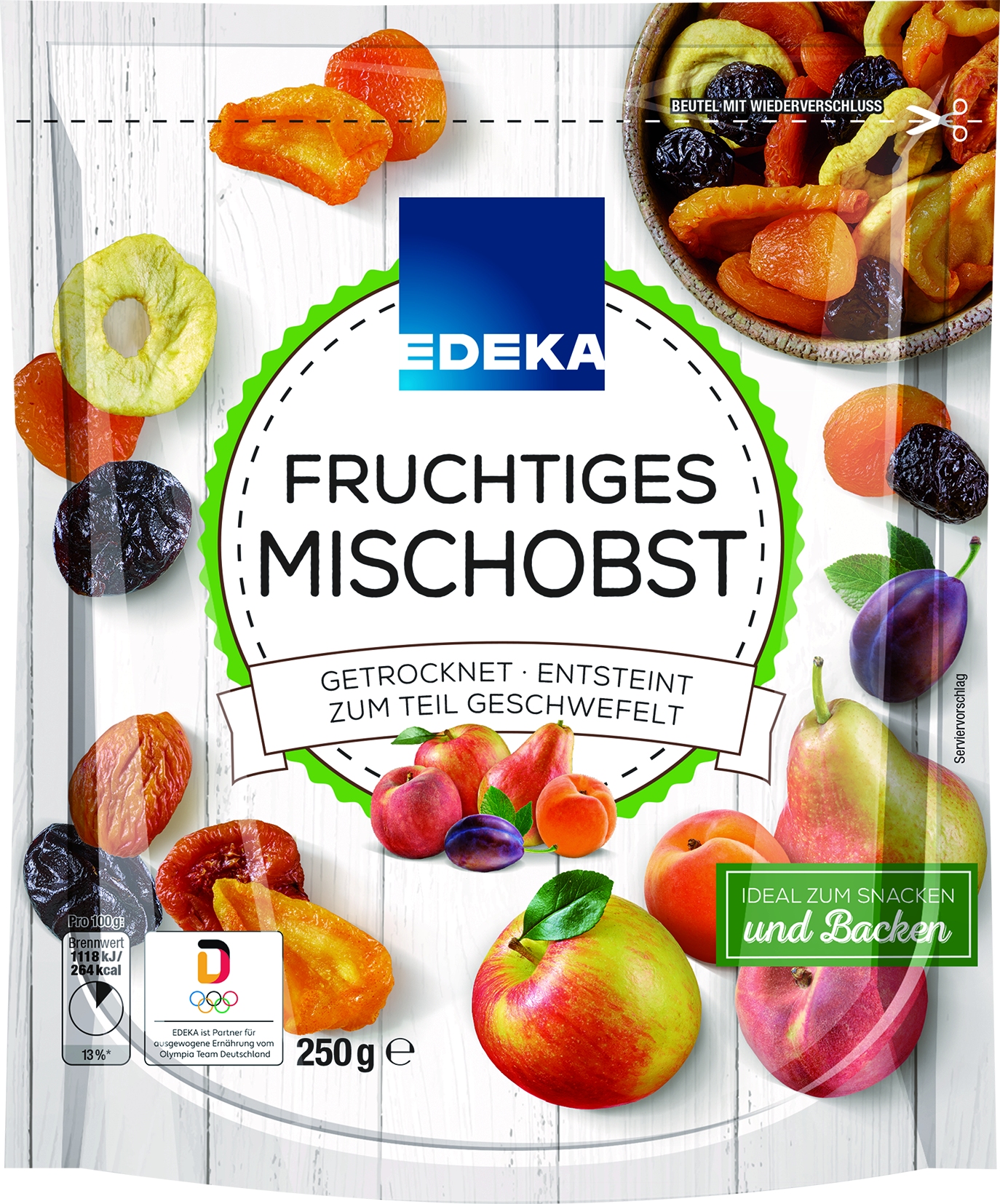 Herzstücke Trockenmischobst, entsteint, 250 GR