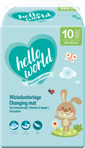 Hello Worls Wickelunterlage 10st. 60x60
