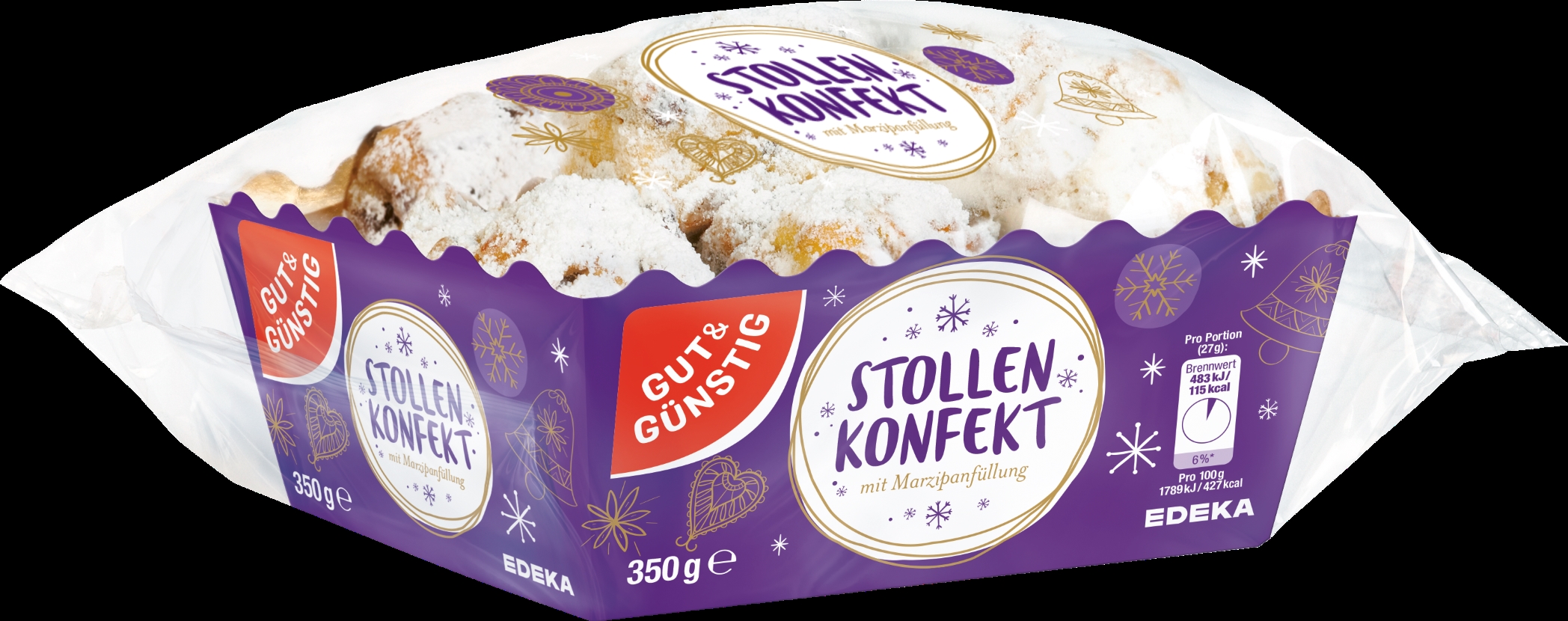 Stollenkonfekt mit Marzipanfüllung, 350 GR