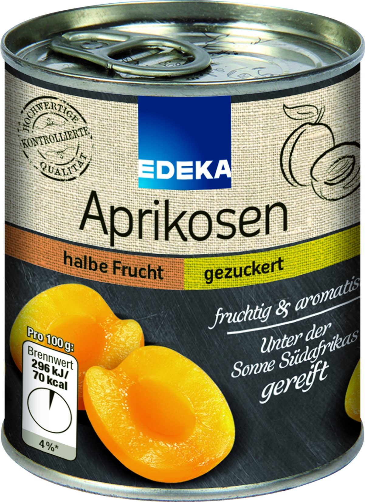 Herzstücke Aprikosen halbe Frucht, gezuckert, 225 GR